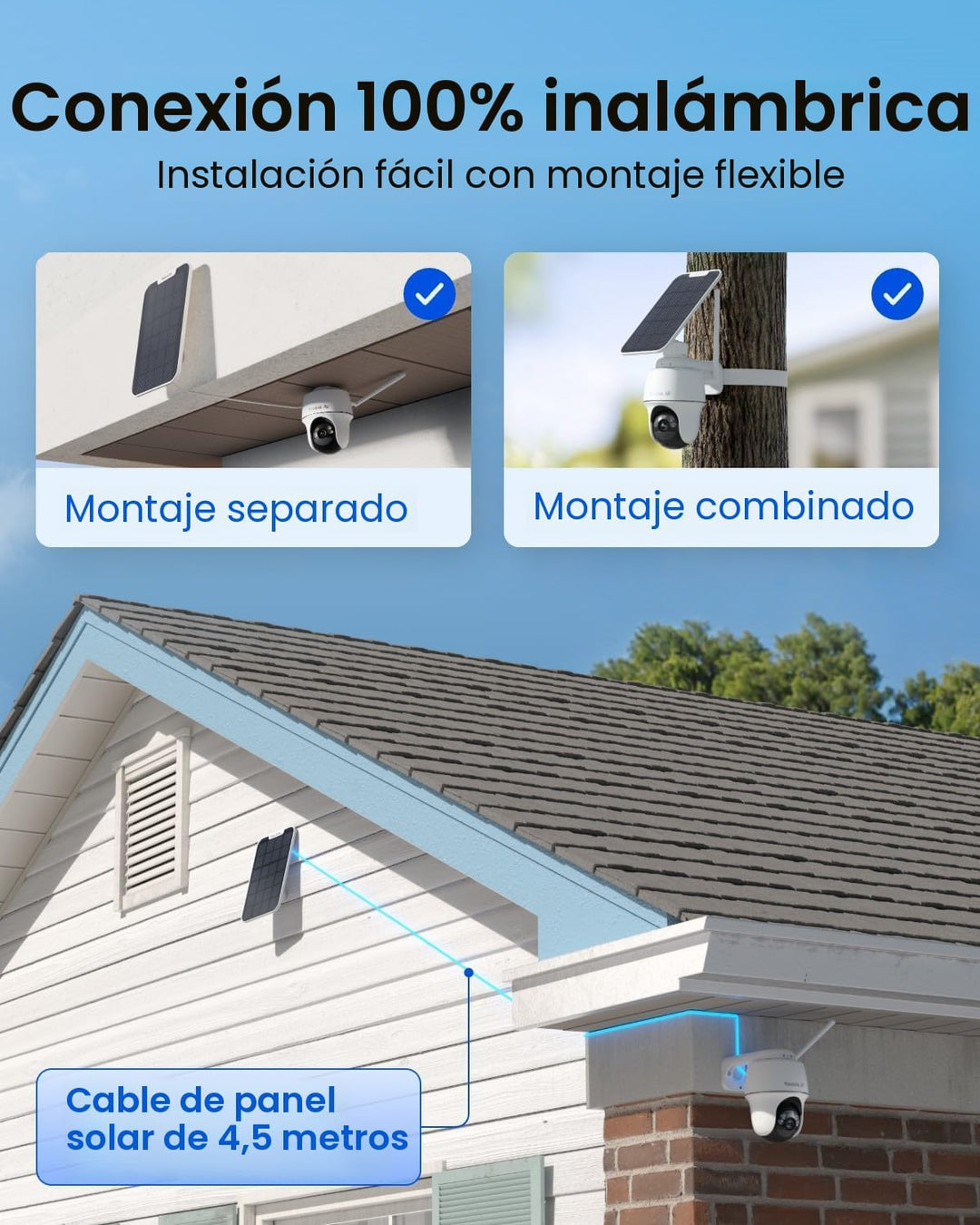 REOLINK Cámaras de seguridad solar 4K inalámbricas para exteriores,...