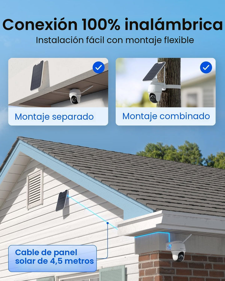 REOLINK Cámaras de seguridad solar 4K inalámbricas para exteriores,...