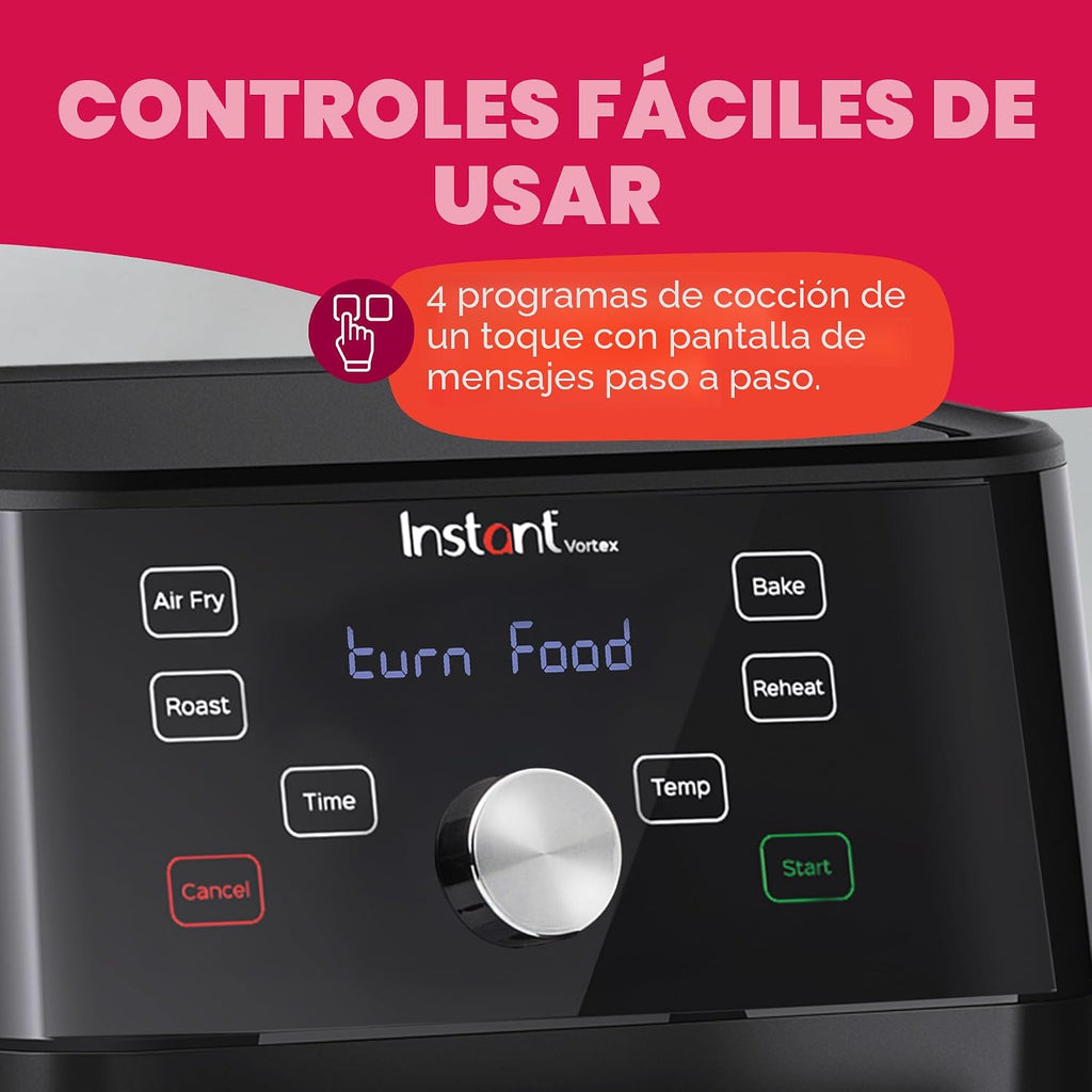 Instant Pot Vortex - Freidora de aire XL de 6 cuartos de galón, funciones 4 en 1 que hace crujiente, asa, recalienta, hornea para comidas rápidas y fáciles, más de 100 recetas en la aplicación, es