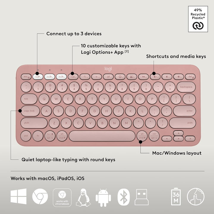 Logitech Pebble 2 Combo, teclado y mouse inalámbricos, silencioso y...