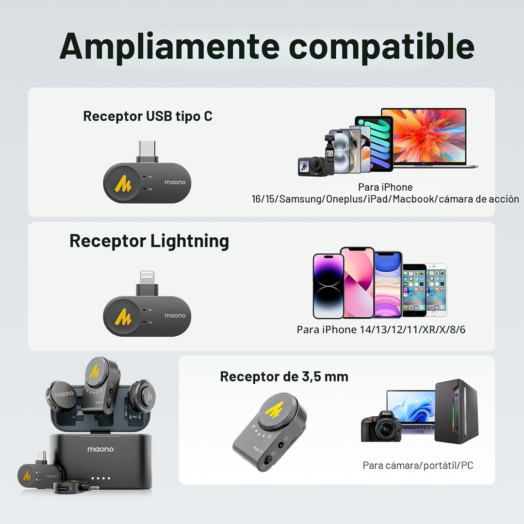 MAONO Micrófono Lavalier inalámbrico para iPhone\/Android\/cámara\/...