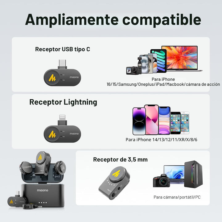 MAONO Micrófono Lavalier inalámbrico para iPhone\/Android\/cámara\/...