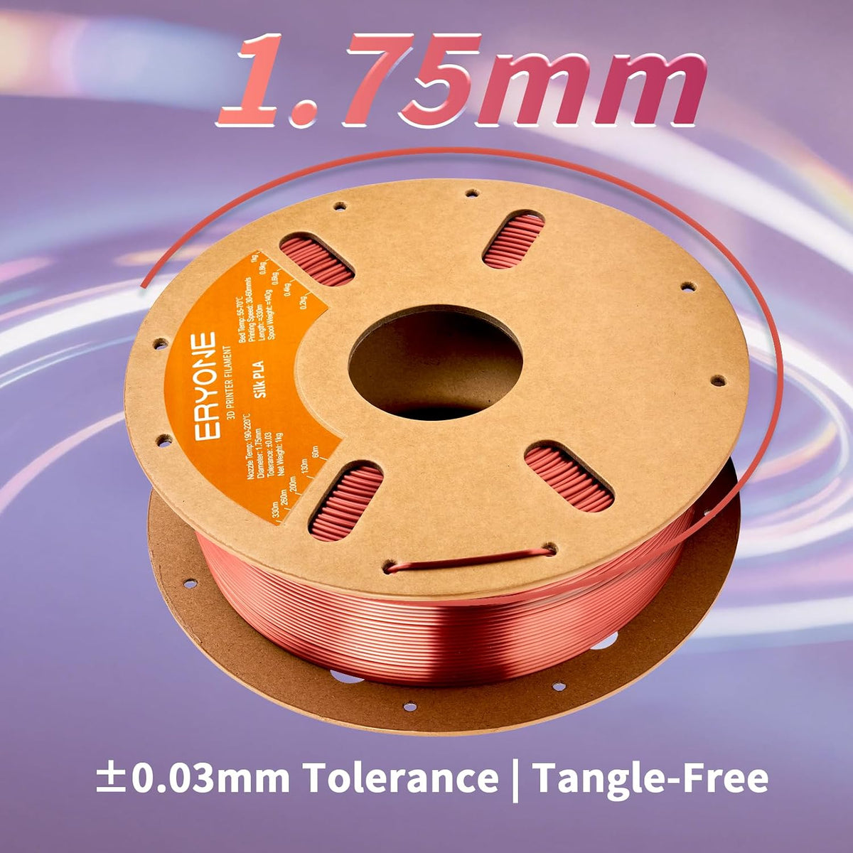 ERYONE Filamento PLA de seda para impresora 3D de 0.07 in +\/- 0.00...