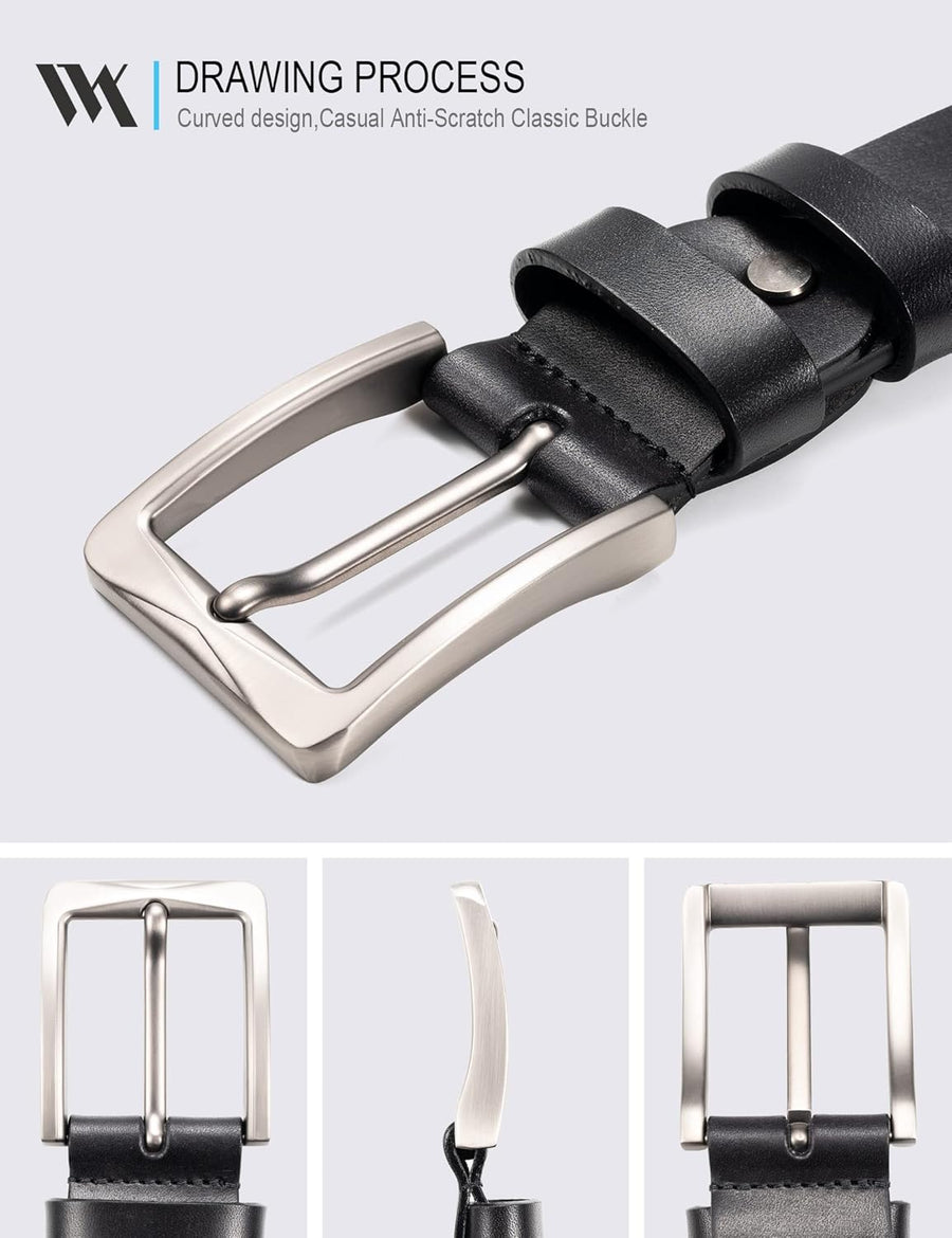 WOLFANT Cinturón de cuero de grano completo de 1.5 pulgadas para ho...