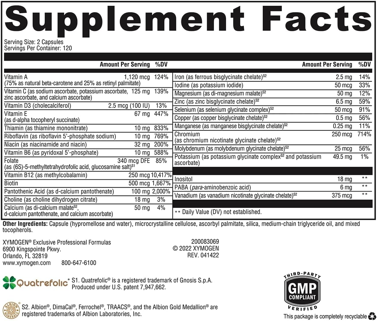 XYMOGEN ActivNutrients - Fórmula multivitamínica y multimineral, ap...