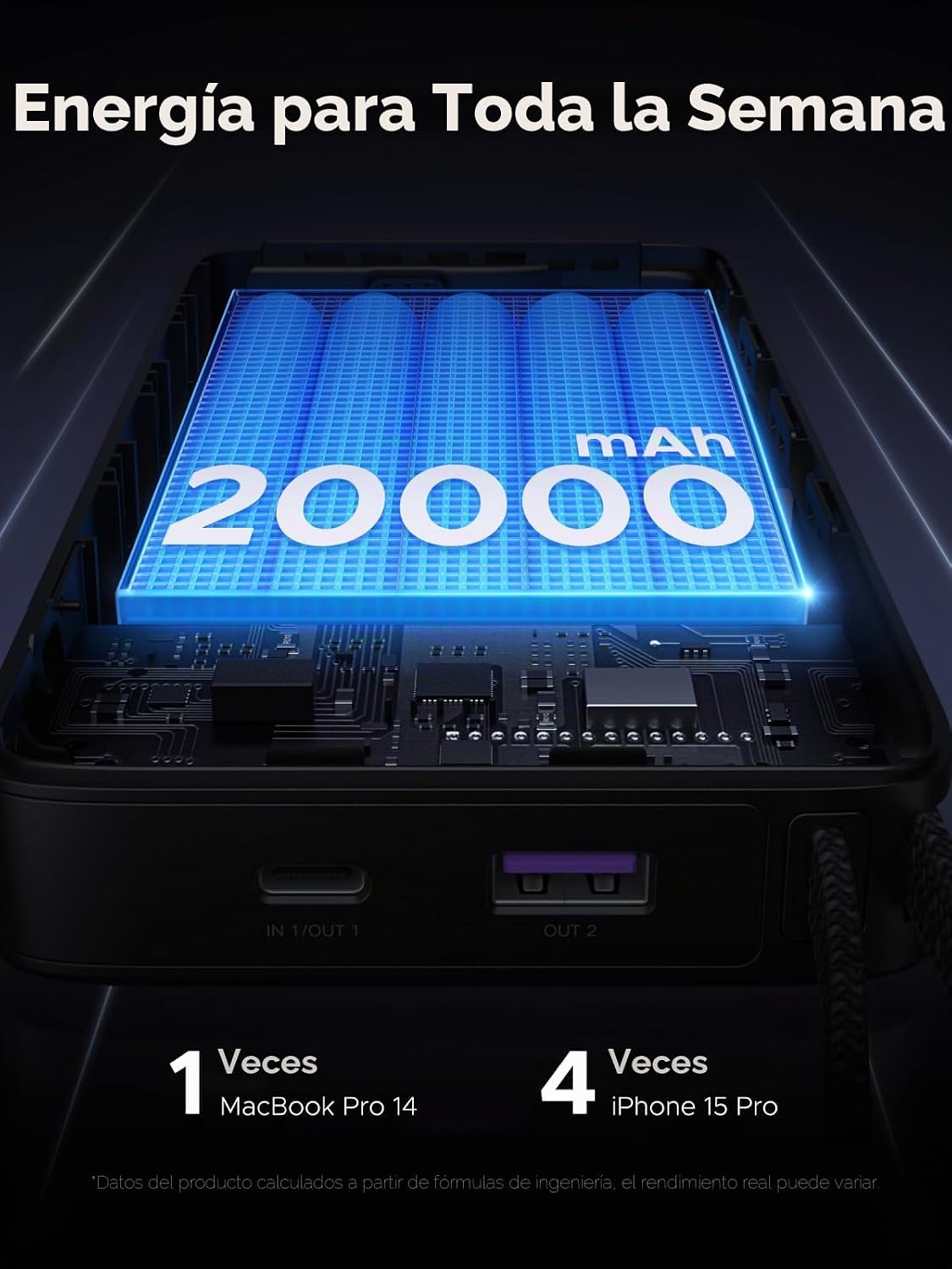 UGREEN Nexode 20000mAh 67W Banco de energía USB-C integrado | Cable...