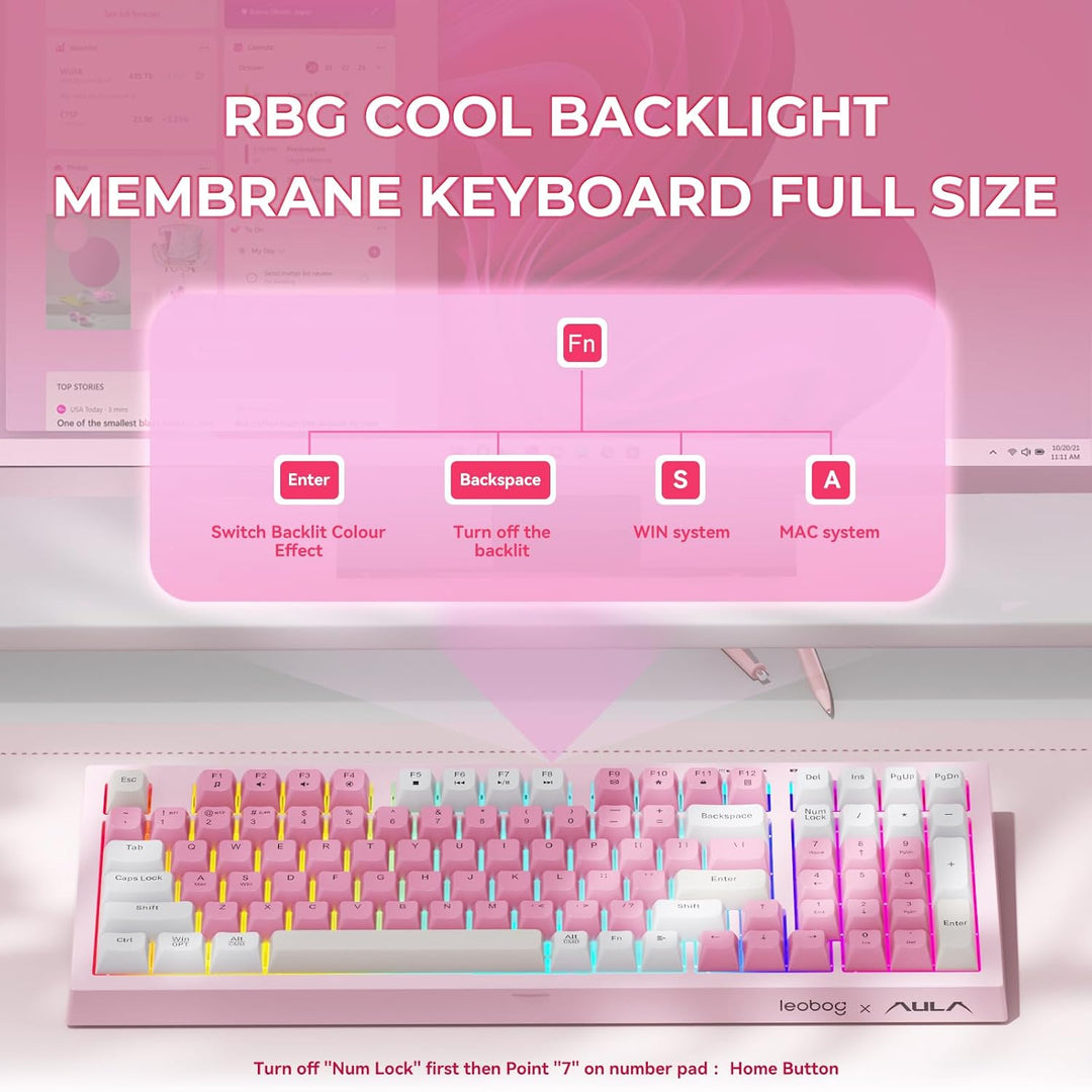 LEOBOG x Aula - Teclado para juegos, teclado cremoso inalámbrico, t...
