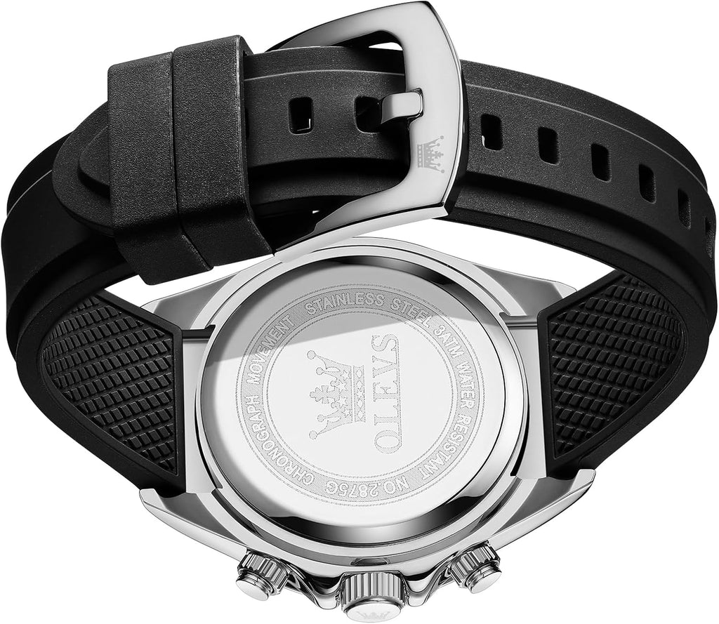 OLEVS Relojes Cronógrafo Masculinos de Moda Empresarial Analógico Quartz Reloj de Pulsera para Hombre, Cinturón de Silicona a prueba de agua con Luminiscente, Calendario