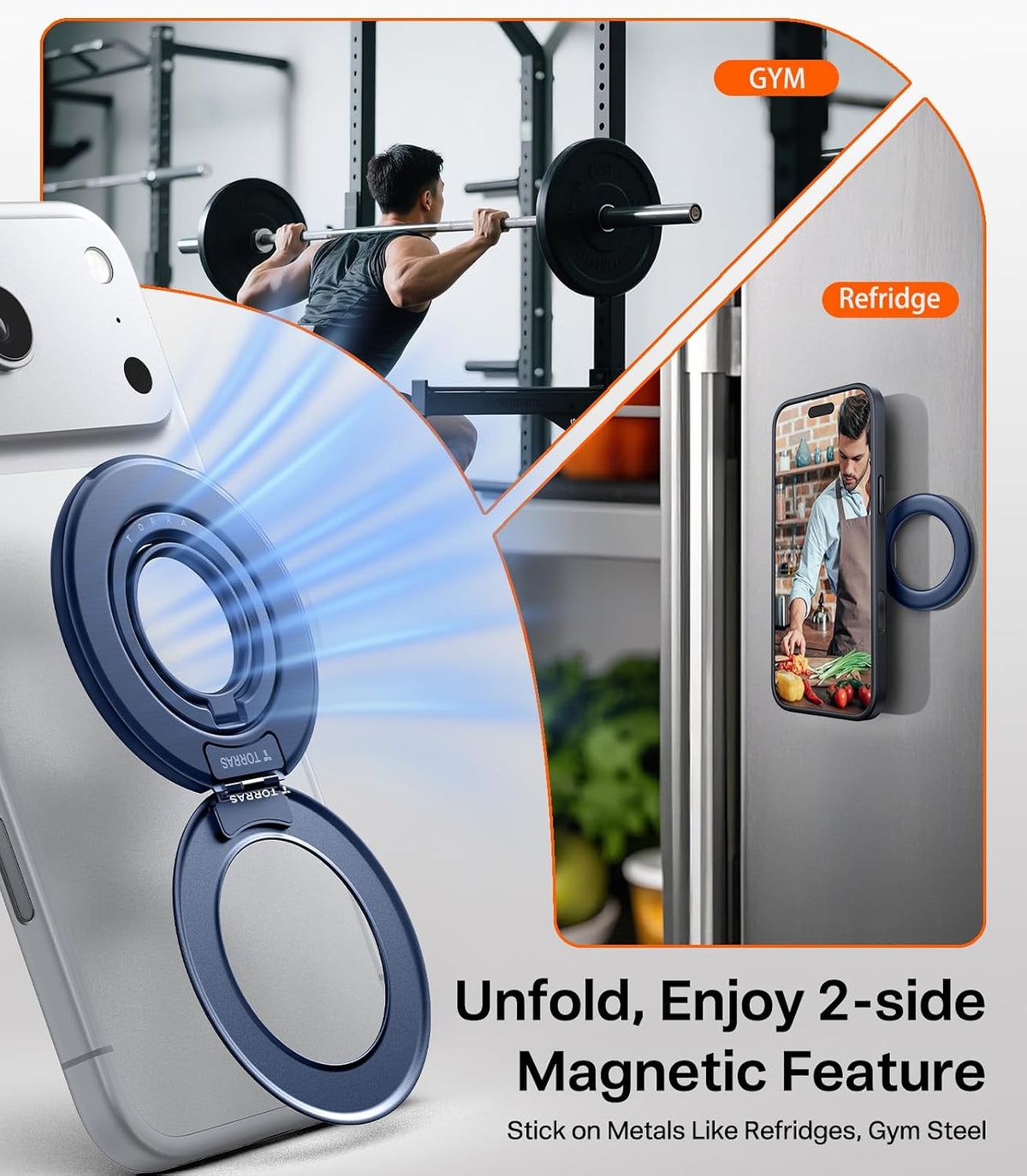 TORRAS Soporte magnético para anillo de agarre para teléfono 360 Flagship
