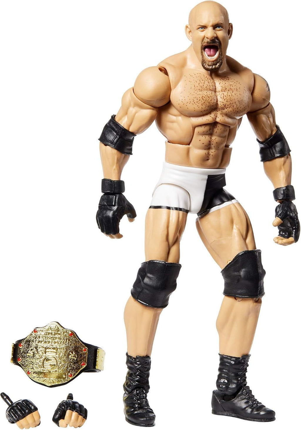 Figura de acción de lujo WWE Goldberg Elite Series #74 con detalles faciales realistas, equipamiento de lucha icónico y accesorios