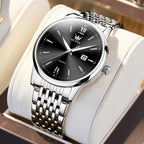OLEVS Relojes para hombre de lujo de acero inoxidable 30M impermeable