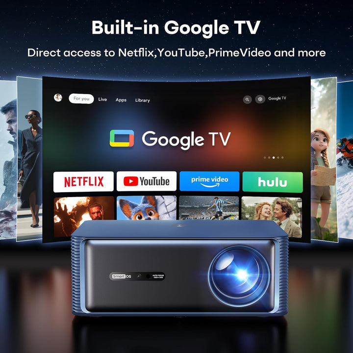 Boldever Proyector inteligente de Google TV 3000 ANSI - Proyector 4...