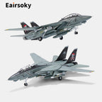 Escala 1:100 F-14 Tomcat Modelo de fundición a presión Santa Cats Christmas F-14B Tomcat Cazas-Bombarderos de VF-103 Jolly Rogers Modelos de aviones metálicos para colección o regalo