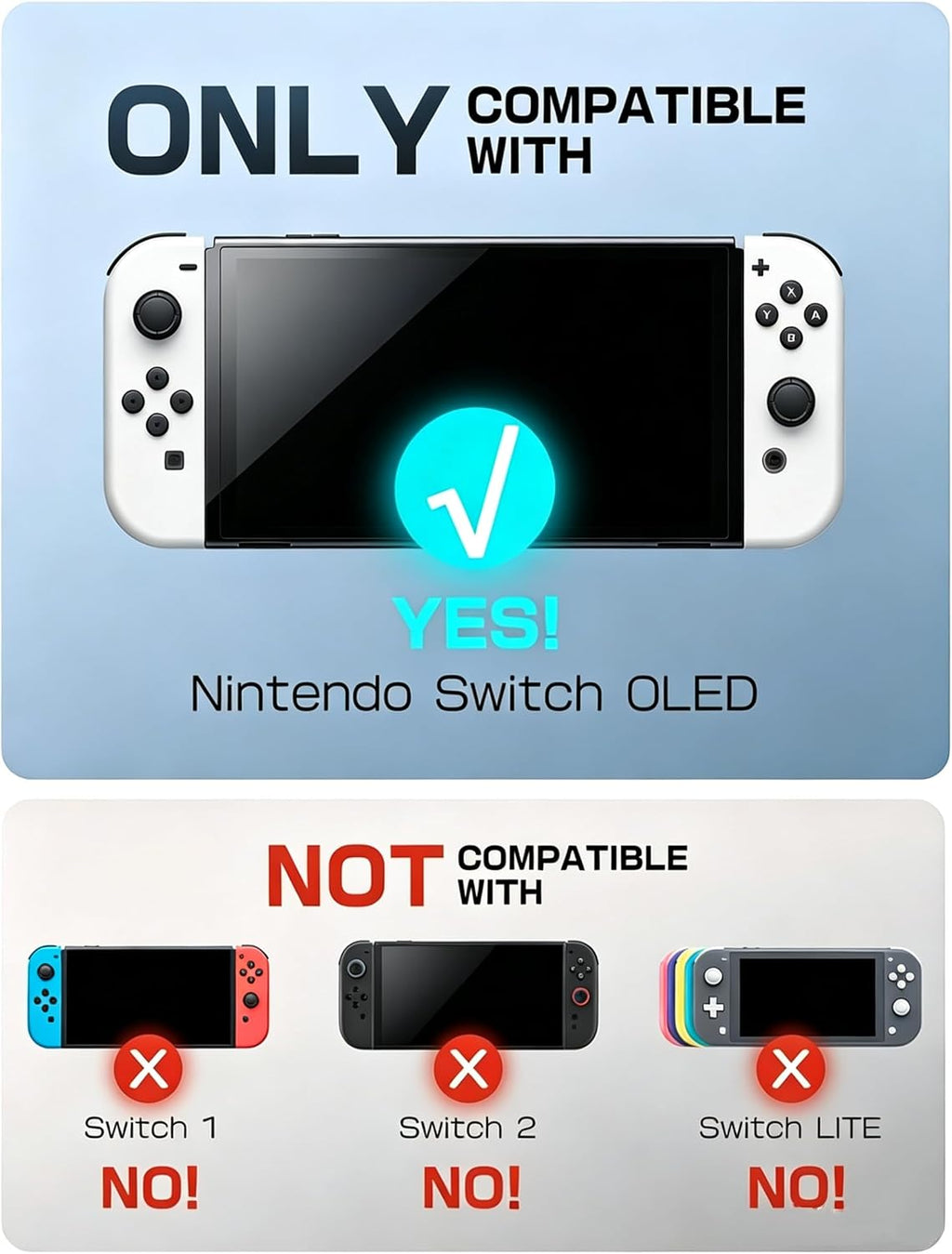 Mumba Funda acoplable para Nintendo Switch OLED 2021, Blade Series TPU Grip Funda protectora Accesorios compatibles con controlador Joy-Con de 7 pulgadas (negro)