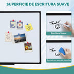 Pizarra blanca magnética grande de borrado en seco para pared, marco negro