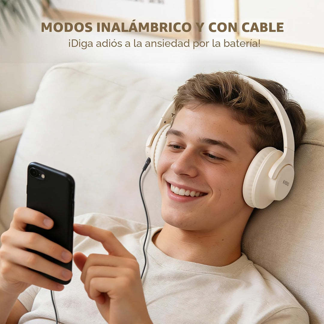 KVIDIO Auriculares Bluetooth sobre la oreja, auriculares inalámbric...