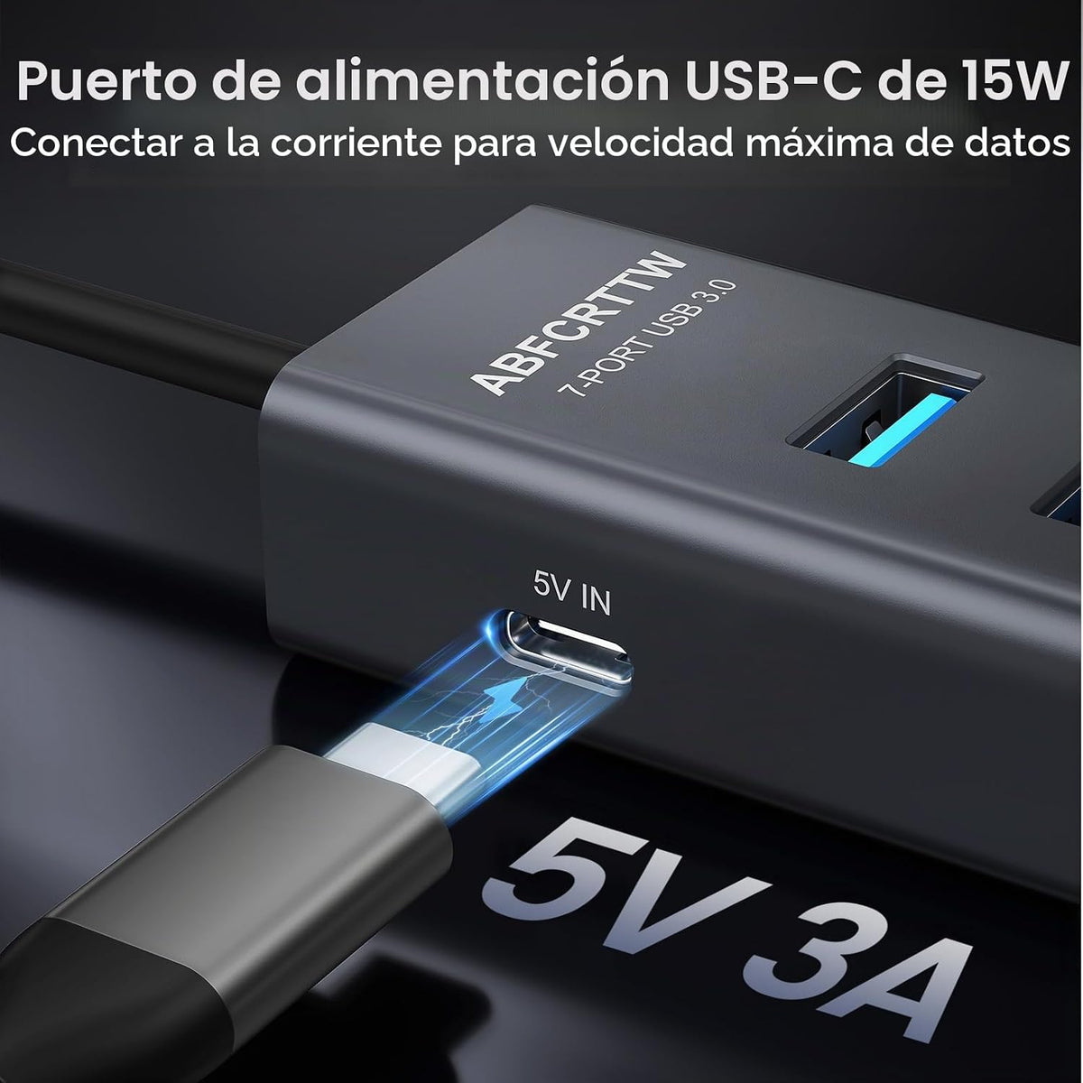 ABFCRTTW, hub USB, alimentado, adaptador 5V/3A