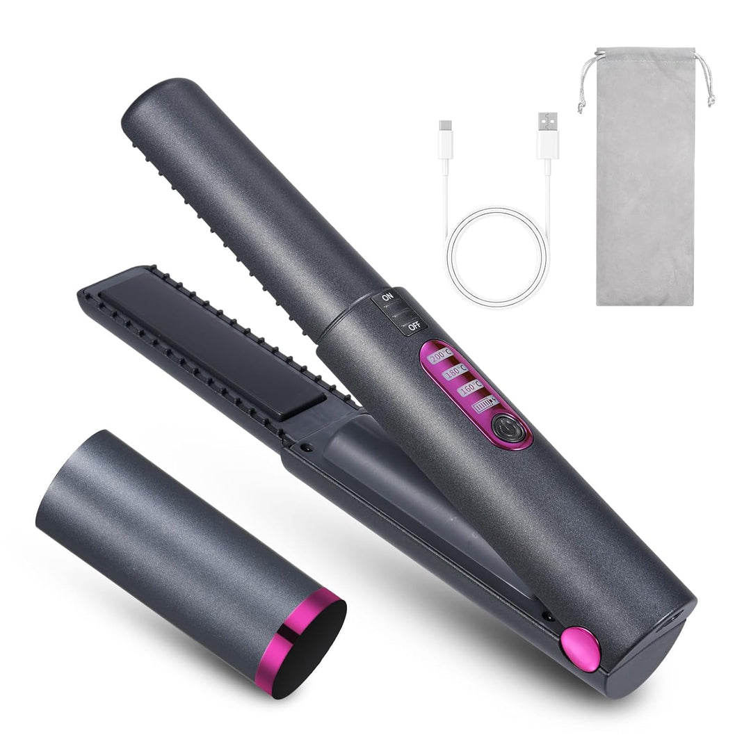 Layhou Plancha y rizador de pelo inalámbrico 2 en 1, mini plancha p...