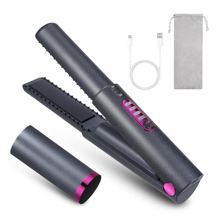 Layhou Plancha y rizador de pelo inalámbrico 2 en 1, mini plancha p...