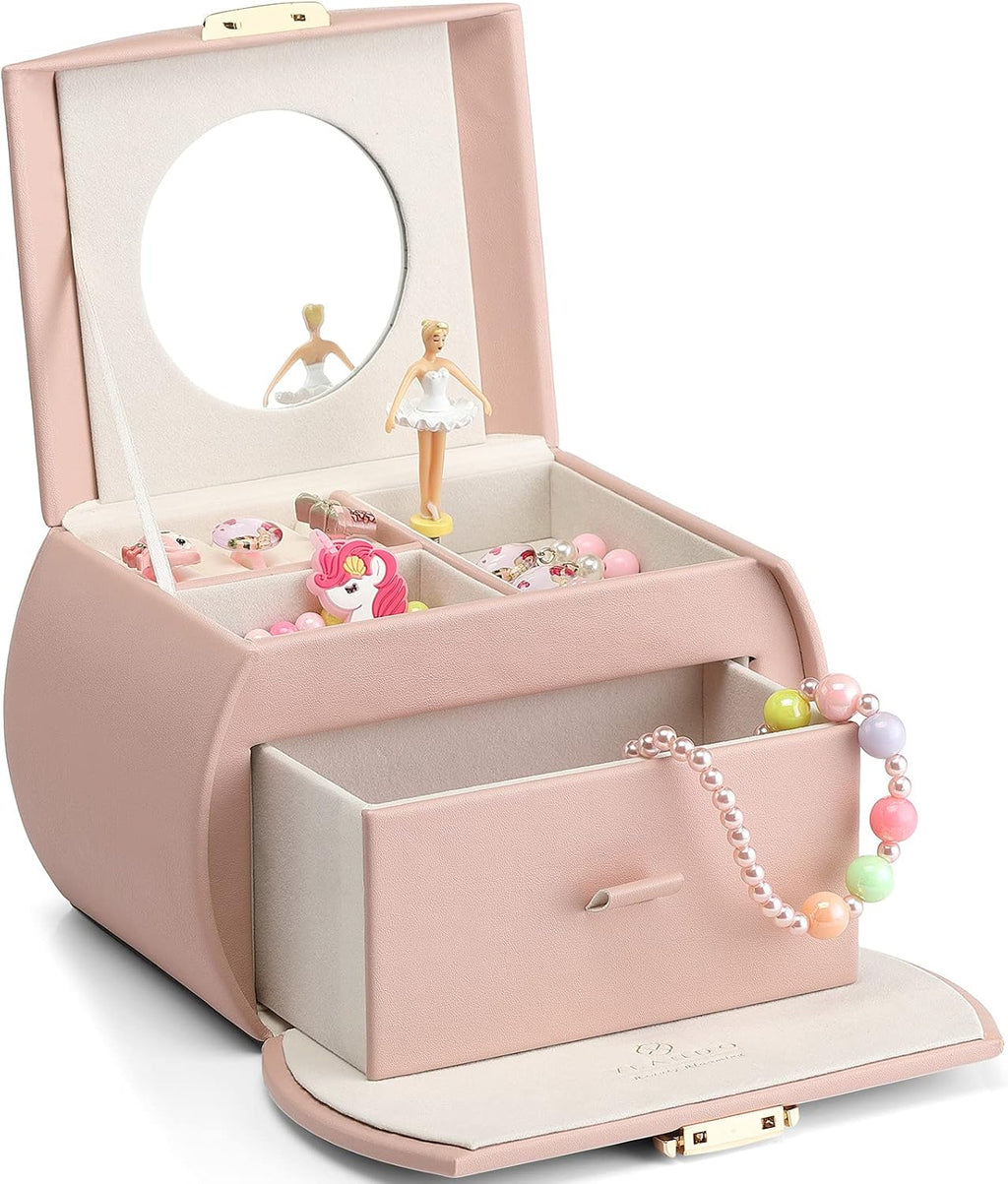 VLANDO 2 Layer Girls Musical Jewelry Box con Ballerina y Large Drawers
