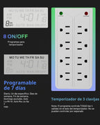BN-LINK Protector de sobretensión de 8 salidas con temporizador digital de 7 días (4 salidas temporizadas, 4 salidas siempre encendidas) - Blanco