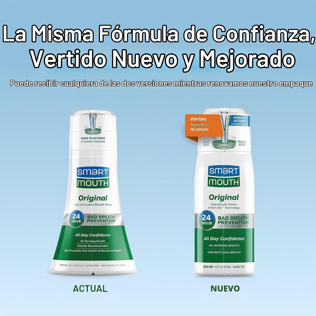 SmartMouth Enjuague bucal activado original para mal aliento, dura...