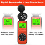 BTMETER BT-881W - Anemómetro medidor de estrés térmico, medidor digital para interiores y exteriores WBGT (temperatura de globo de bulbo húmedo) con velocidad del viento, temperatura ambiente, probador de humedad