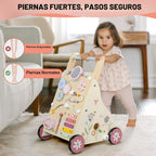 Caminador de madera para bebé, caminador de empuje para bebé, juguetes de caminador de empuje para bebés que aprenden a caminar y a pasar de sentado a de pie, con juguete sensorial