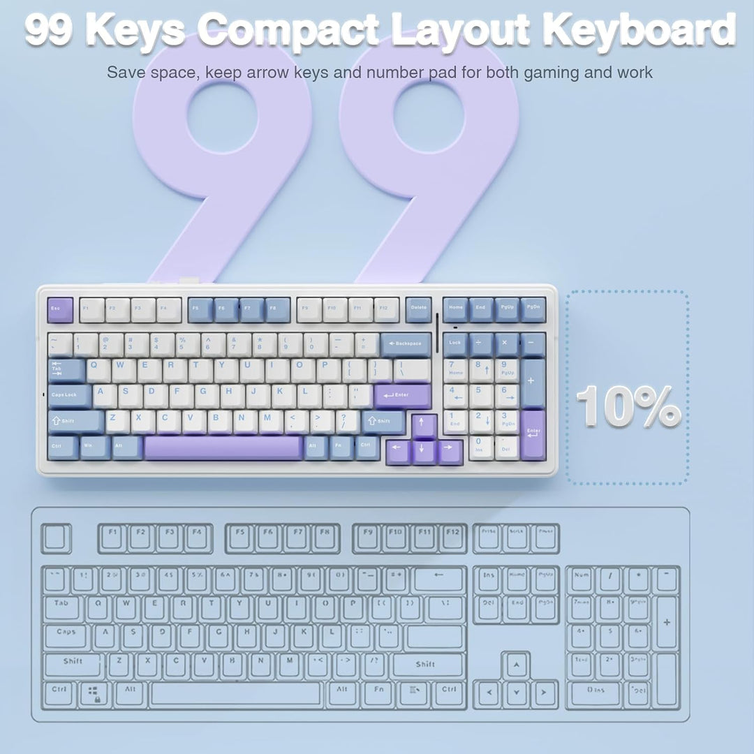 AULA Teclado mecánico inalámbrico F99, triple modo BT5.0\/2.4GHz\/U...