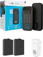 myQ Secure View™ - Cerradura inteligente 3 en 1 + timbre myQ + batería adicional, bloqueo de entrada sin llave, cámara de timbre HDR 2K, acceso facial, huella digital y PIN, control de aplicaciones