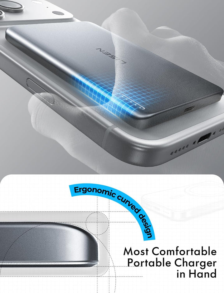 LISEN Qi2 - Batería MagSafe ultra delgada de 15 W, cargador de bate...