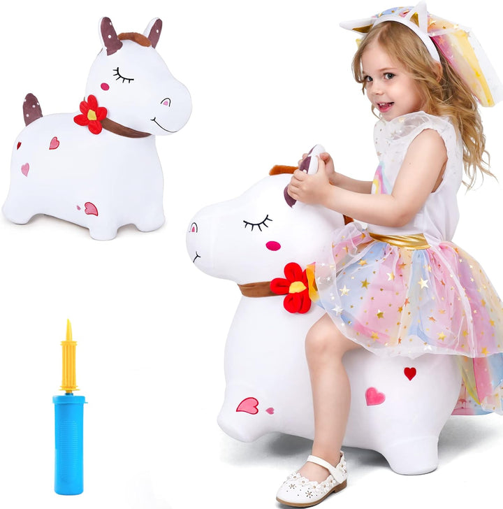 iPlay, iLearn Bouncy Pals - Caballo para saltar blanco infla