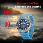 Triton - Reloj solar de buceo para hombre, 984.3 ft/1000 pies, resistente al agua, reloj de buceo de cuarzo, batería solar recargable, esfera luminosa, bisel unidireccional, caja de acero