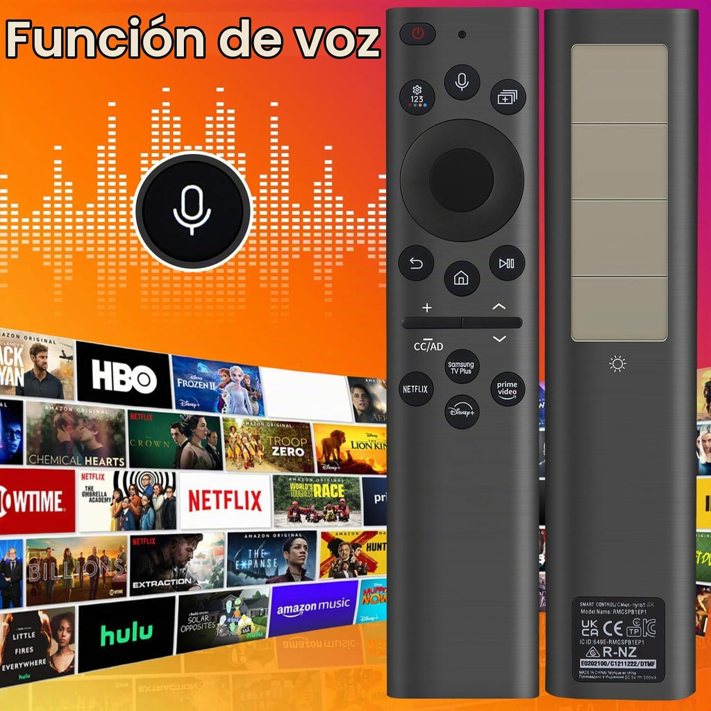 BN59-01385A Control remoto para Samsung Smart TV, solar y USB-C recargable, reemplazo universal para televisores inteligentes Samsung 2019-2026 con control de voz, botones de acceso directo