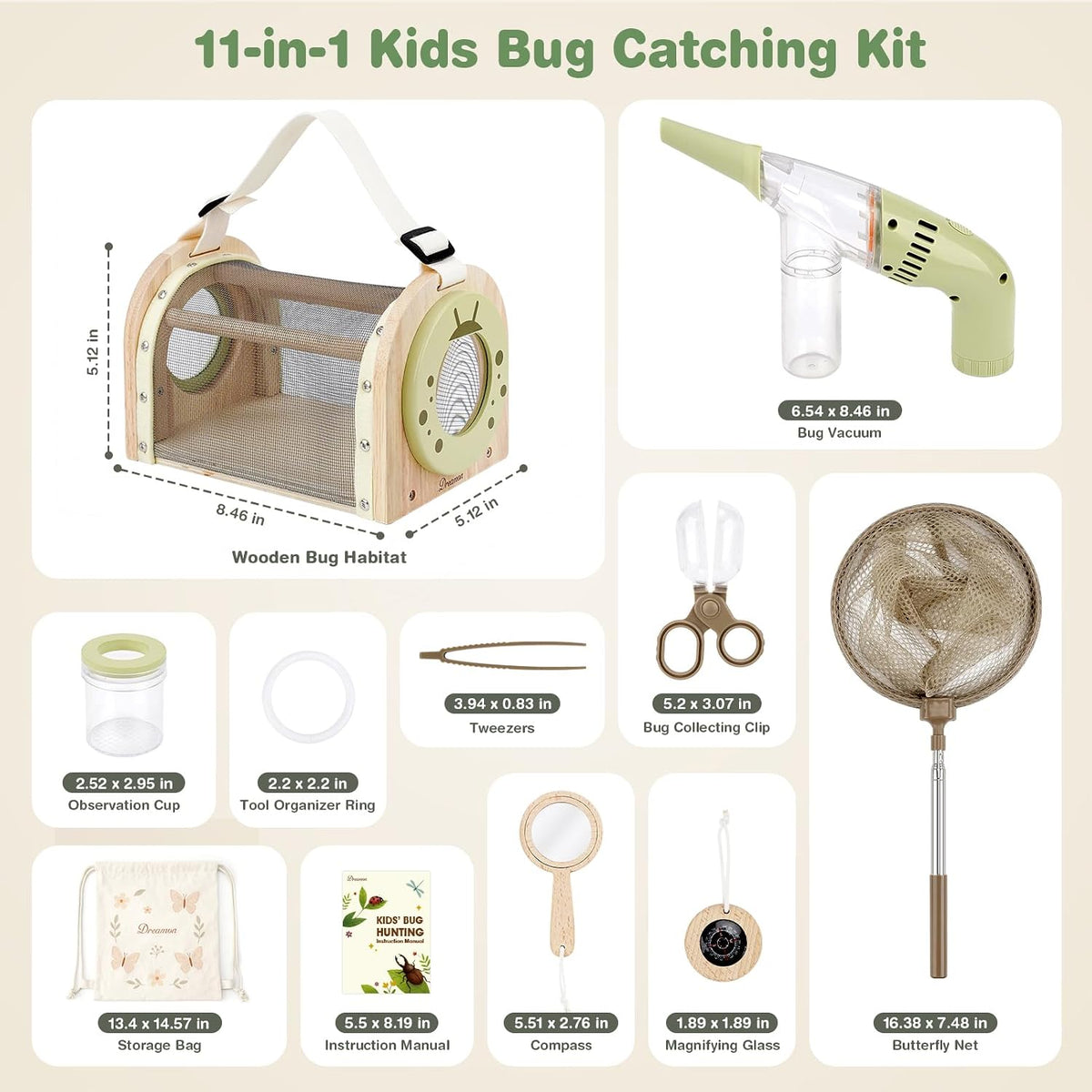 Dreamon Kit de captura de insectos para niños, 11 piezas de juguetes de