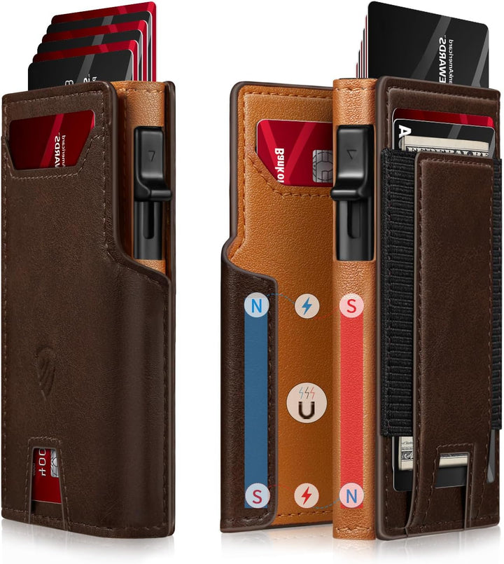 RUNBOX Billetera para hombres de 9 a 13 tarjetas con bloqueo RFID,...