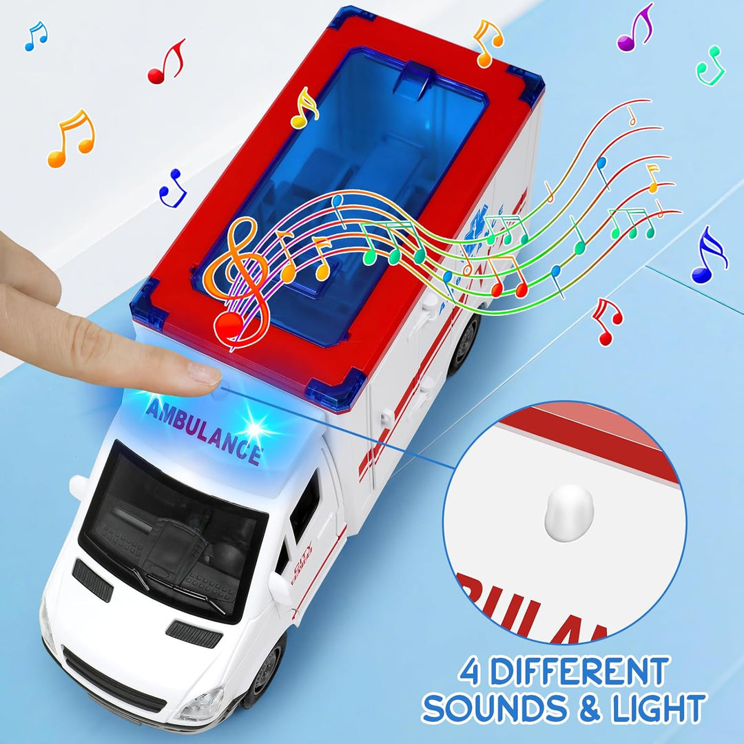 Ambulancia de juguete para niños de 3 a 5 años con 4 luces