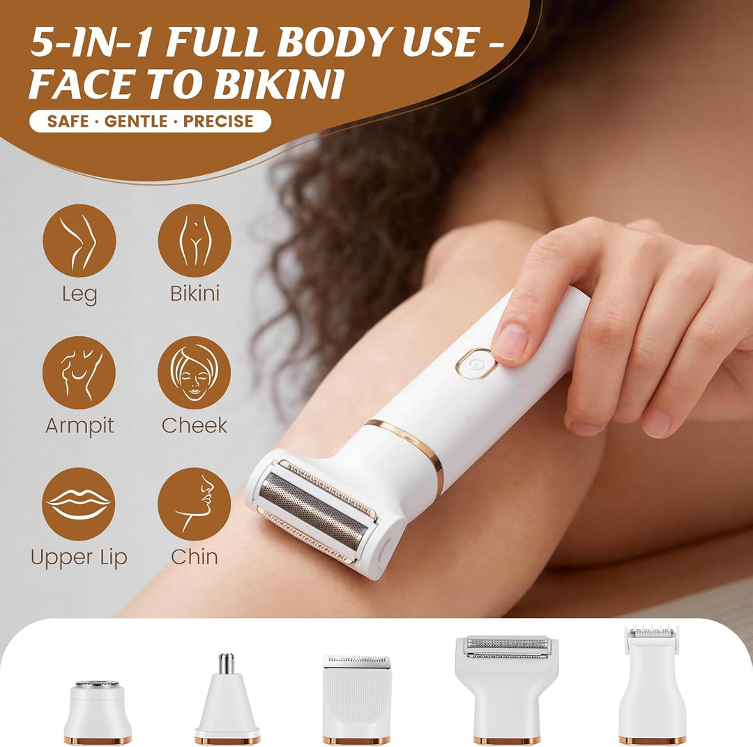 Afeitadora de pelo corporal 5 en 1 para mujer, recortadora de bikin...