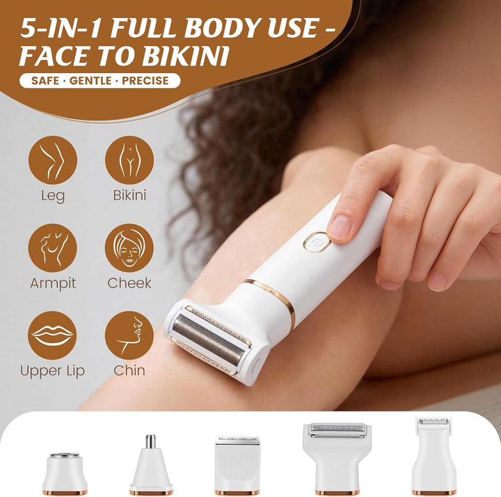 Afeitadora de pelo corporal 5 en 1 para mujer, recortadora de bikin...