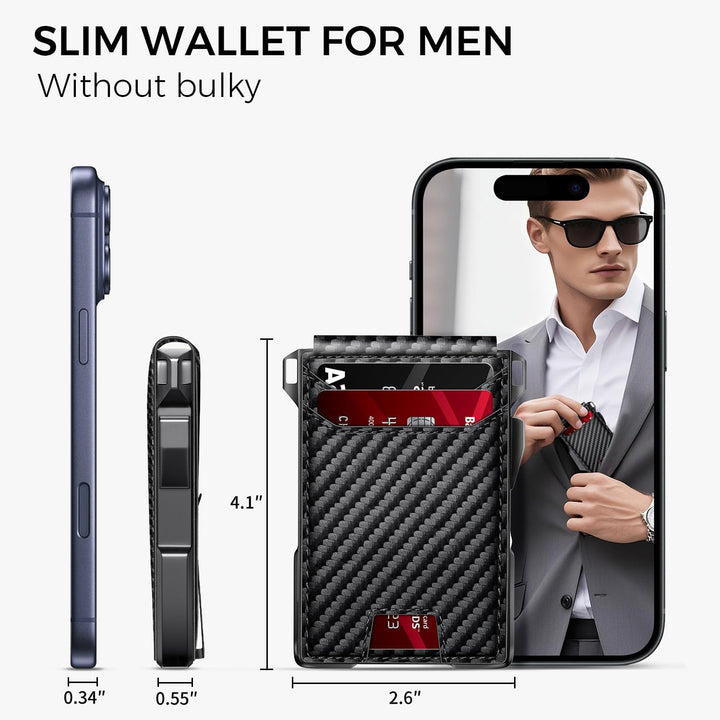 RUNBOX Cartera minimalista para hombre con capacidad para 14 tarjet...