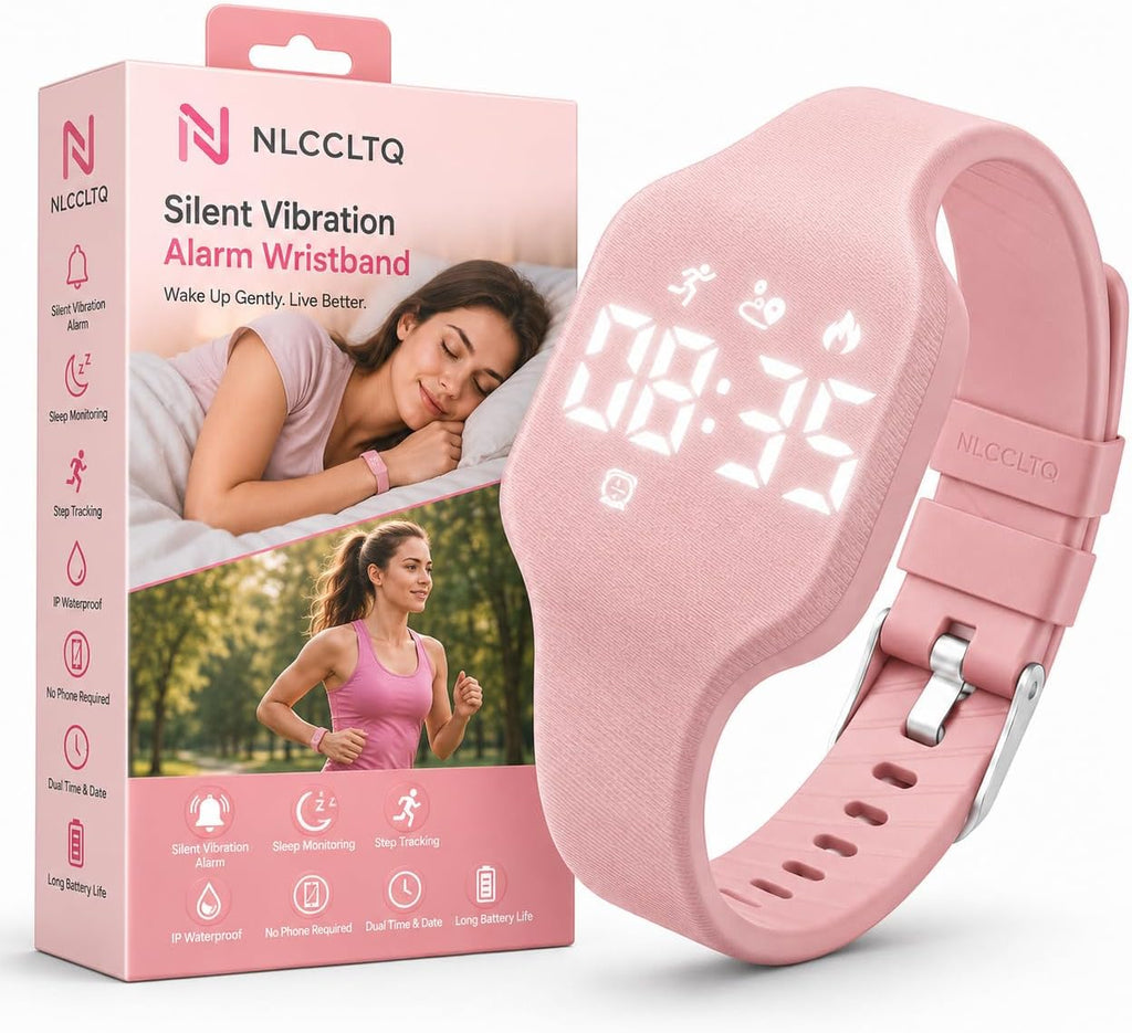 Pulsera de alarma vibratoria para personas que duermen pesadas, pulsera digital para hombre, reloj de pulsera inteligente, relojes de viaje, banda de choque silencioso, banda de despertador