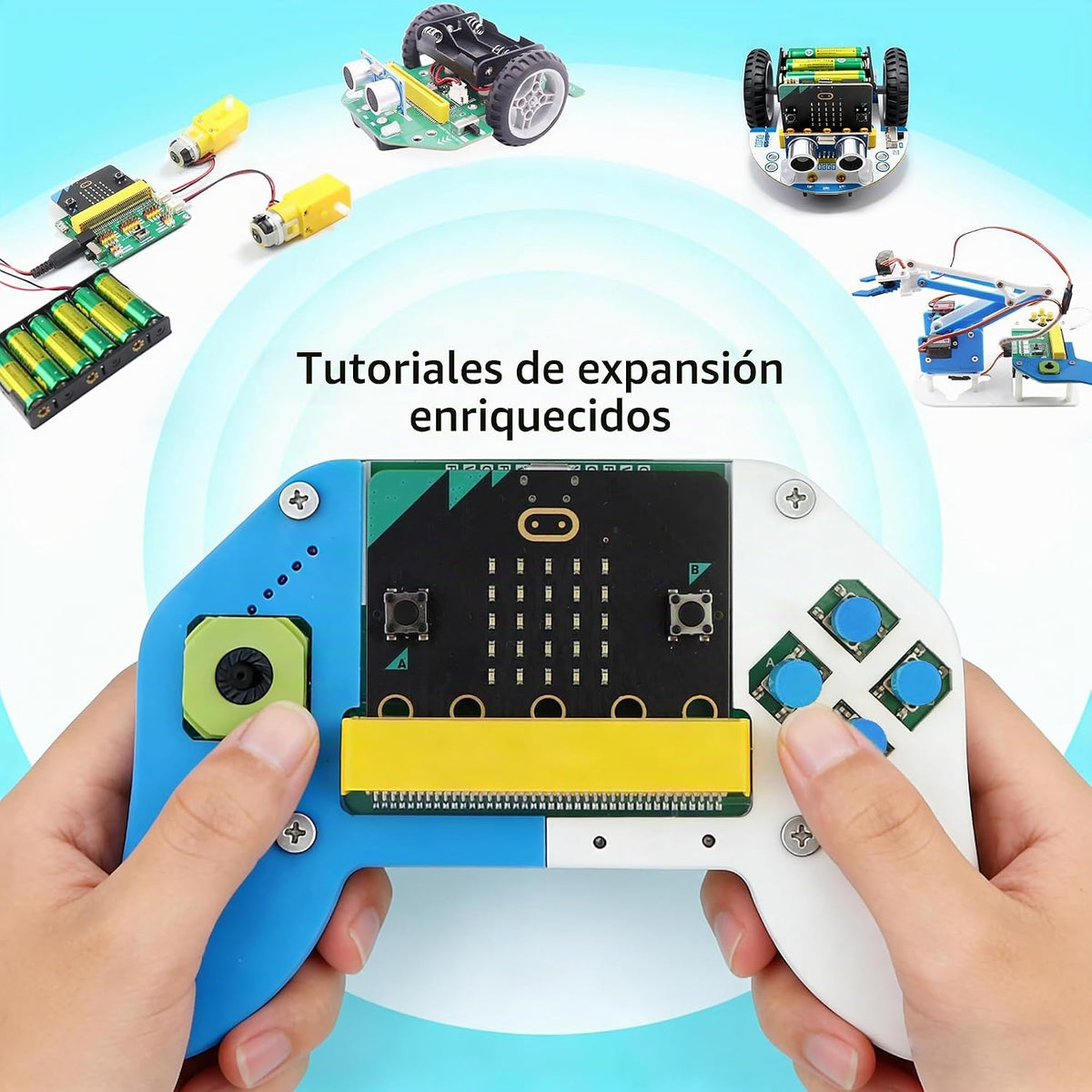 Microbit Smart Robotic Arm Kit 4DF Kit de construcción de brazo mecánico programable para edades de 14 años en adelante para aprender codificación, ciencia e ingeniería, Micro:bit v2 y pilas