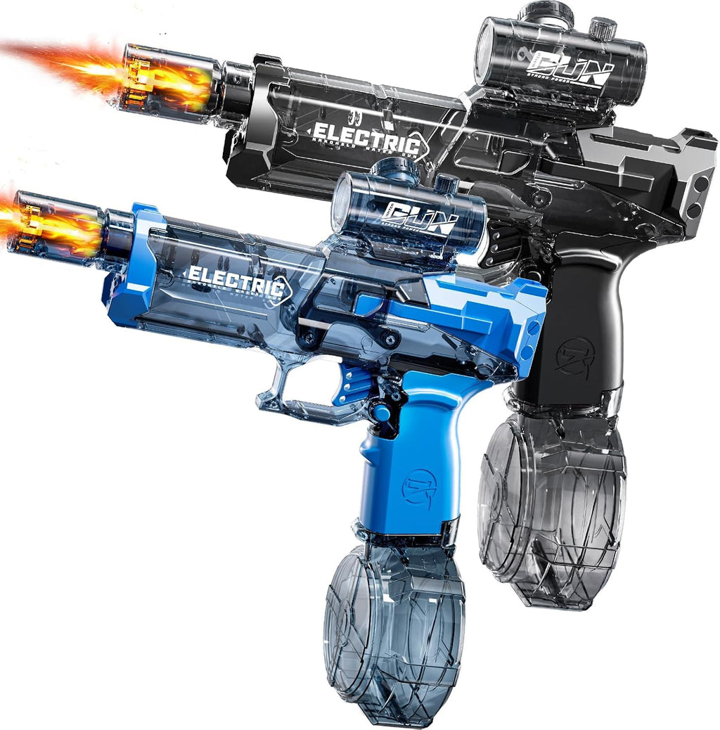 Paquete de 2 pistolas de agua eléctricas grandes para niños, pistola eléctrica automática con iluminación, pistola de agua de alcance de 40 pies, juguete de regalo para piscina al aire libre