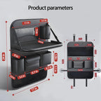 Paquete de 2 organizadores universales plegables para asiento trasero de automóvil con bandeja de mesa, protector de asiento de automóvil con soporte para teléfono para pantalla táctil, alfombrillas de cuero de primera calidad con bolsillos de