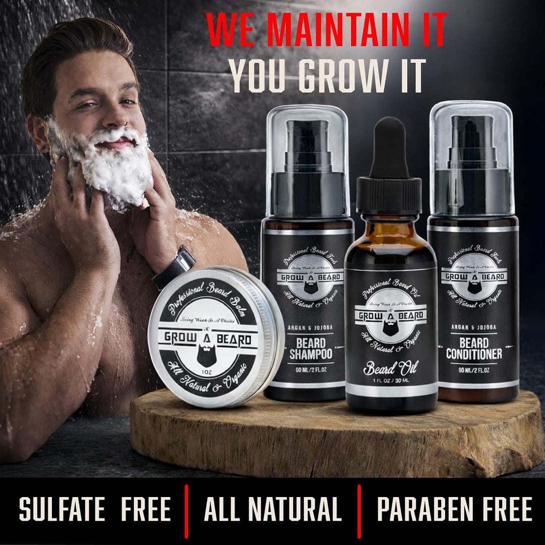Kit de aseo alisador de barba para hombres, kit de crecimiento de b...