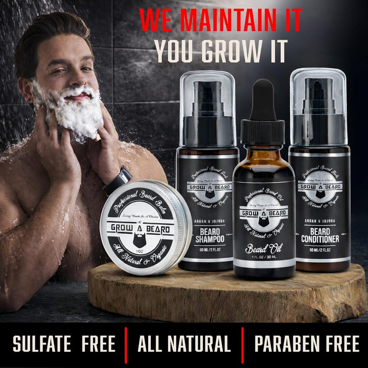 Kit de aseo alisador de barba para hombres, kit de crecimiento de b...