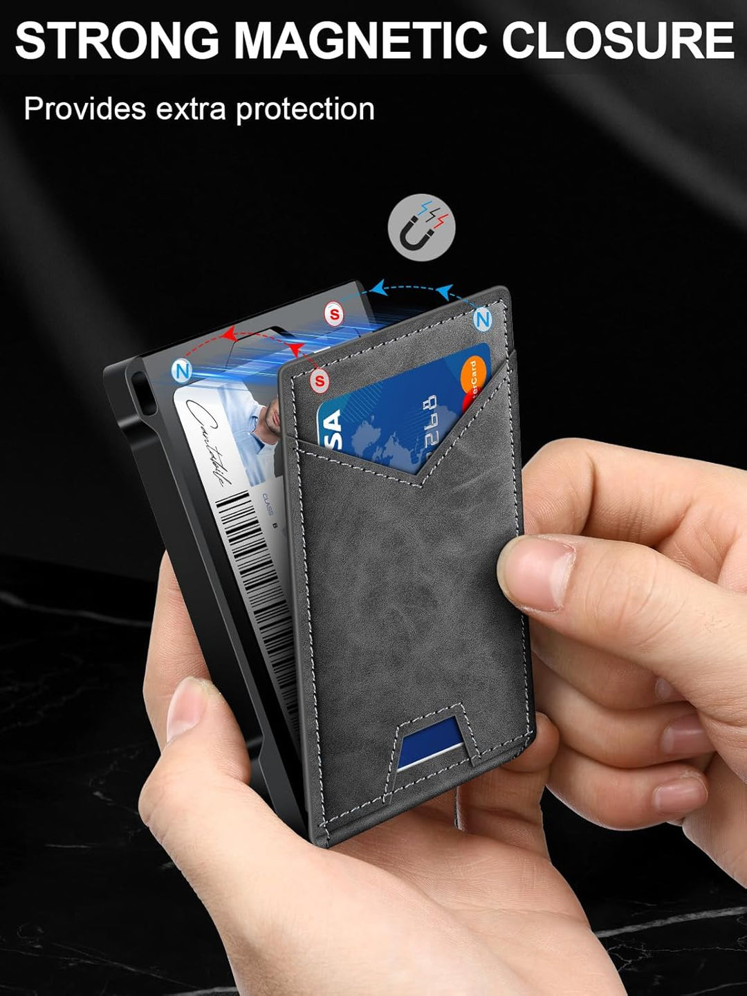 Cartera para hombre con RFID con 2 ventanas para identificación y c...