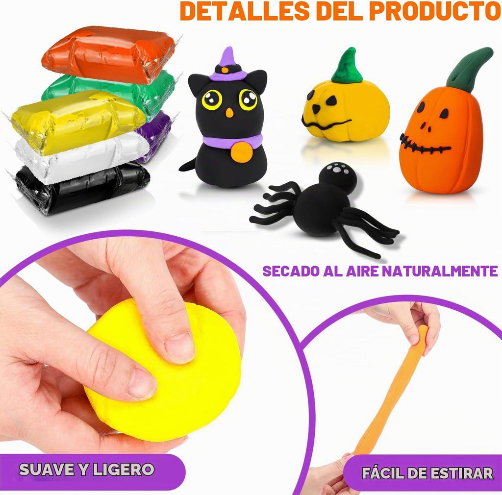 WinnerWhy 72 piezas 1130g de arcilla de secado al aire para modelar, arcilla mágica ultra ligera para niños, para DIY, para esculpir, regalo escolar de secado al aire (color de Halloween)