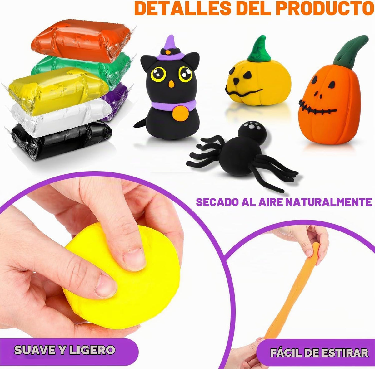 WinnerWhy 72 piezas 1130g de arcilla de secado al aire para modelar, arcilla mágica ultra ligera para niños, para DIY, para esculpir, regalo escolar de secado al aire (color de Halloween)