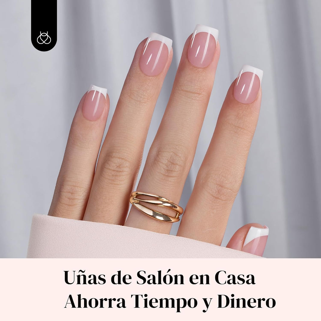 Beetles - Kit de uñas a presión con punta francesa cuadrada corta |...